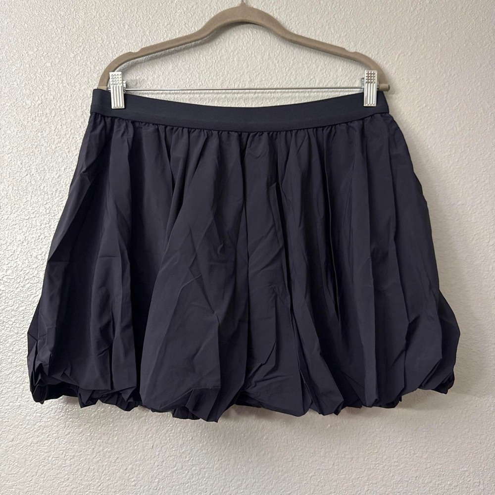 Women's Navy Blue Bubble Mini Skirt with Elastic Waistband